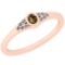 0.14 Ct Natural Brown Diamond I2/I3And White Diamond I2/I3 14k Rose Gold Anniversary Ring