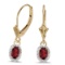 14k Yellow Gold Oval Garnet And Diamond Leverback Earrings