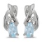 10k White Gold Oval Aquamarine And Diamond Earrings 0.3 CTW