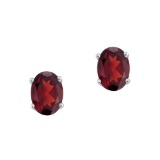 14k White Gold Oval Garnet Stud Earrings 1.5 CTW