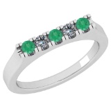 0.34 Ctw SI2/I1 Emerald And Diamond 14K White Gold Band Ring