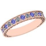 0.83 Ctw VS/SI1 Tanzanite And Diamond 14K Rose Gold Filigree Style Band Ring