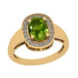 2.22 Ctw VS/SI1 Peridot And Diamond 10K Yellow Gold Vintage Ring