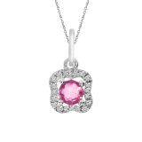 14k White Gold Ruby and Diamond Pendant 0.2 CTW