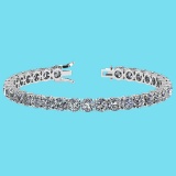 Certified 14.85 Ctw SI1/I2 Diamond Ladies Fashion 18K White Gold Tennis Bracelet