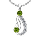 1.23 Ctw VS/SI1 Peridot And Diamond 10K White Gold Vintage Pendant