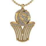 0.58 Ctw SI2/I1 Diamond 14K Yellow Gold Basketball Necklace