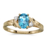 14k Yellow Gold Oval Blue Topaz And Diamond Ring 0.7 CTW