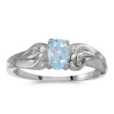 14k White Gold Oval Aquamarine Ring 0.29 CTW