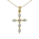 14K Yellow Gold Diamond Cross Pendant