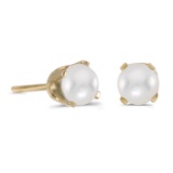 4 mm Pearl Stud Earrings in 14k Yellow Gold