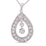 14K White Gold Dashing Diamonds Pendant