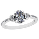 0.70 Ctw Diamond I2/I3 14K White Gold Vintage Style Ring