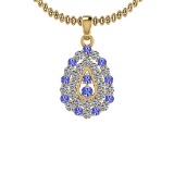 1.15 Ctw VS/SI1 Tanzanite And Diamond 14K Yellow Gold Pendant Necklace