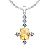 0.41 Ctw VS/SI1 Citrine And Diamond 10K White Gold Necklace