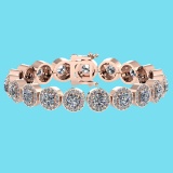 Certified 6.17 Ctw SI1/I2 Diamond Ladies Fashion 18K Rose Gold Bracelet