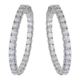 4.94 Ctw 14k White Gold Secure Lock In Out  Hoops
