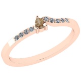 0.15 Ct Natural Yellow Diamond I2/I3And White Diamond I2/I3 14k Rose Gold Vintage Style Ring