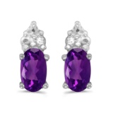 10k White Gold Oval Amethyst Earrings 0.36 CTW