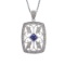 14k White Gold Sapphire and Diamond Filigree Pendant 0.35 CTW