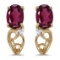 14k Yellow Gold Oval Rhodolite Garnet And Diamond Earrings 0.99 CTW