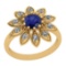 0.74 Ctw I2/I3 Blue Sapphire And Diamond 14K Yellow Gold Vintage Style Ring