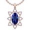 8.24 Ctw VS/SI1 Tanzanite And Diamond 14k Rose Gold Victorian Style Necklace