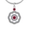 1.03 Ctw VS/SI1 Ruby And Diamond 14K White Gold Pendant Necklace