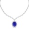 12.53 Ctw SI2/I1 Tanzanite And Diamond 14k White Gold Victorian Style Necklace