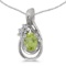 10k White Gold Oval Peridot And Diamond Teardrop Pendant 0.8 CTW