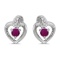 14k White Gold Round Ruby And Diamond Heart Earrings 0.25 CTW