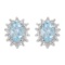 14k White Gold Oval Aquamarine And Diamond Earrings 0.62 CTW