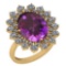 6.14 Ctw Amethyst And Diamond SI2/I1 14k Yellow Gold Victorian Style Ring