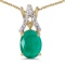 14k Yellow Gold Oval Emerald And Diamond Pendant