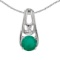 14k White Gold Round Emerald And Diamond Pendant 0.34 CTW