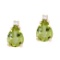 14k Yellow Gold Pear Shaped Peridot and Diamond Earrings 2.26 CTW