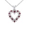 14k White Gold Ruby and Diamond Heart Shaped Pendant 0.25 CTW