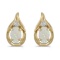 14k Yellow Gold Oval Opal And Diamond Earrings 0.4 CTW