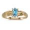 14k Yellow Gold Oval Blue Topaz And Diamond Ring 0.2 CTW
