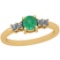 1.62 Ctw Emerald And Diamond I2/I3 14K Yellow Gold Vintage Style Ring