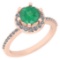 1.52 Ctw VS/SI1 Emerald And Diamond 14K Rose Gold Engagement Halo Ring