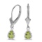 14k White Gold Pear Peridot And Diamond Leverback Earrings 1.02 CTW