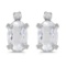 Sterling Silver Oval White Topaz and Diamond Earrings 0.9 CTW