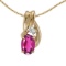 14k Yellow Gold Oval Pink Topaz And Diamond Pendant 0.44 CTW