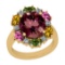 7.33 Ctw SI2/I1 Multi Sapphire,Pink Tourmaline And Diamond 14K Yellow Gold victorian Style Engagemen