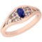 0.41 Ctw I2/I3 Blue Sapphire And Diamond 14K Rose Gold Ring