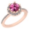 1.52 Ctw VS/SI1 Pink Tourmaline And Diamond 14K Rose Gold Engagement Halo Ring