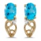 14k Yellow Gold Oval Blue Topaz And Diamond Earrings 0.81 CTW