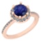 1.52 Ctw VS/SI1 Blue Sapphire And Diamond 14K Rose Gold Engagement Halo Ring