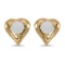 10k Yellow Gold Round Opal Heart Earrings 0.08 CTW